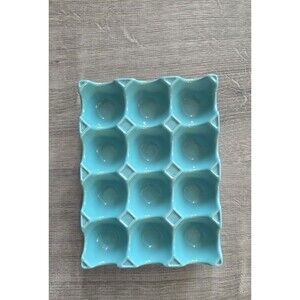 Ceramic 12 Count Egg Tray Beautiful Teal Turquoise food network RARE Easter